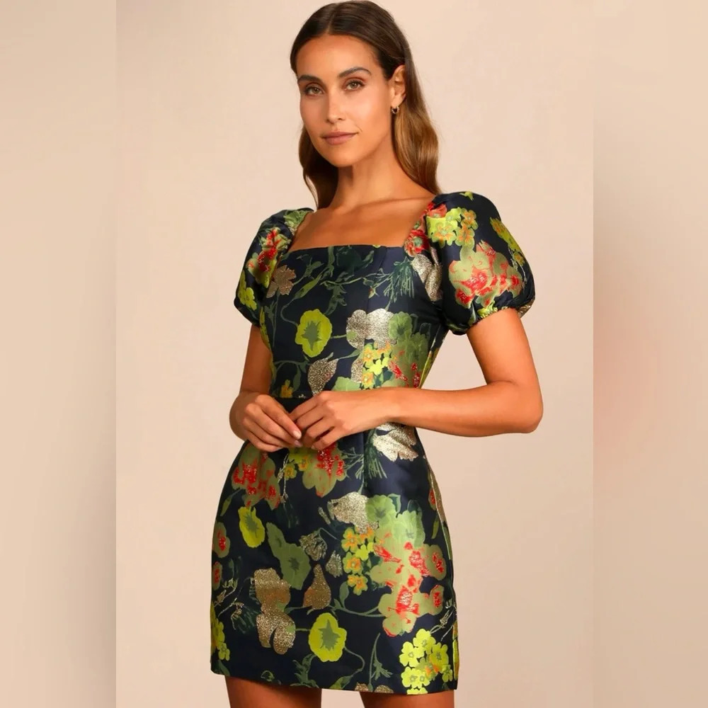 Lulu's Black Floral Mini Dress
